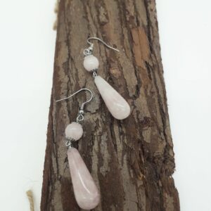 Boucles d’oreilles en quartz rose (PU23)